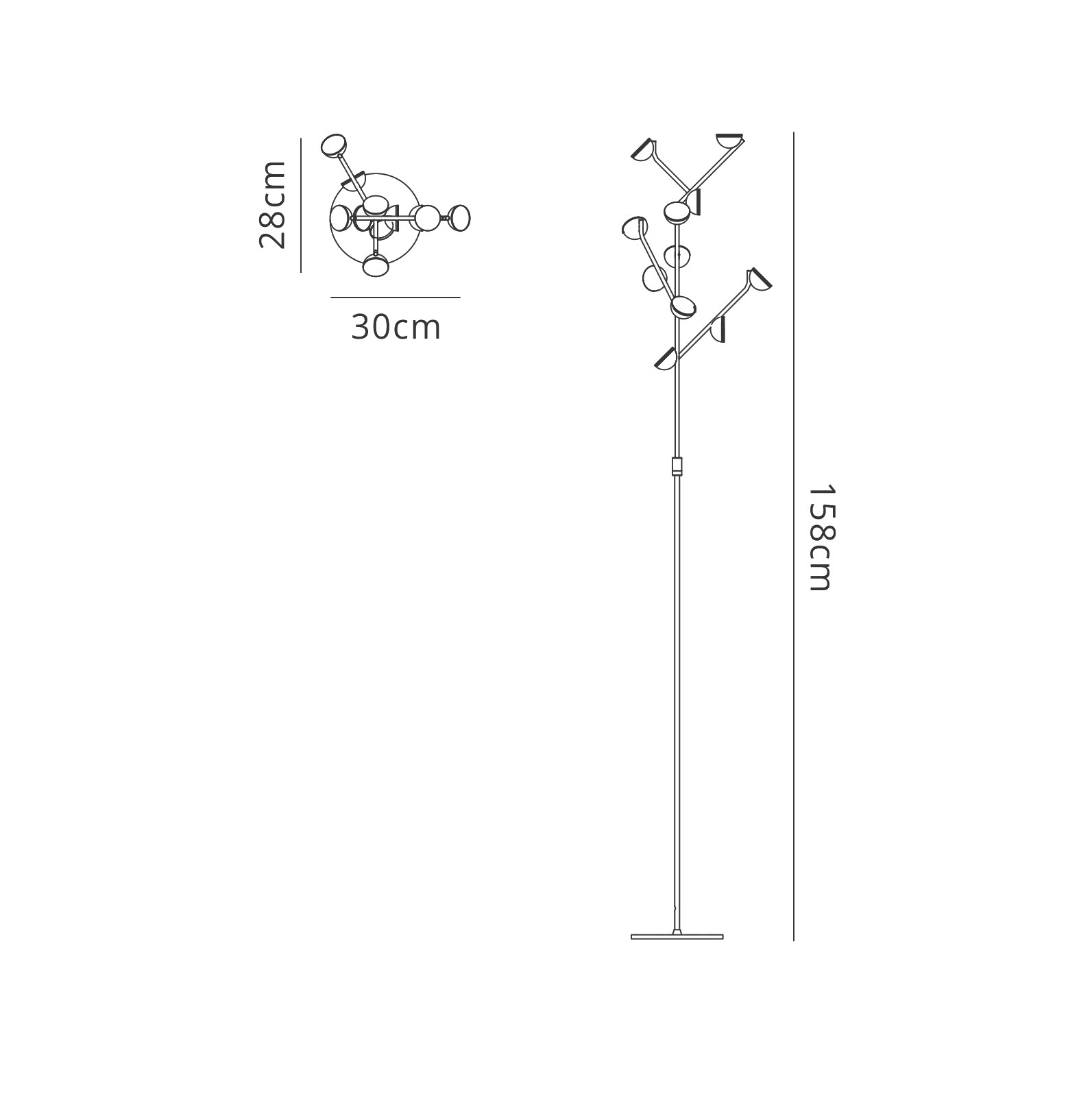 M6268  Adn 158cm Floor Lamp 10 Light 30W LED